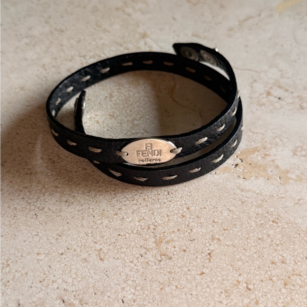 Fendi Selleria Leather Wrap Bracelet